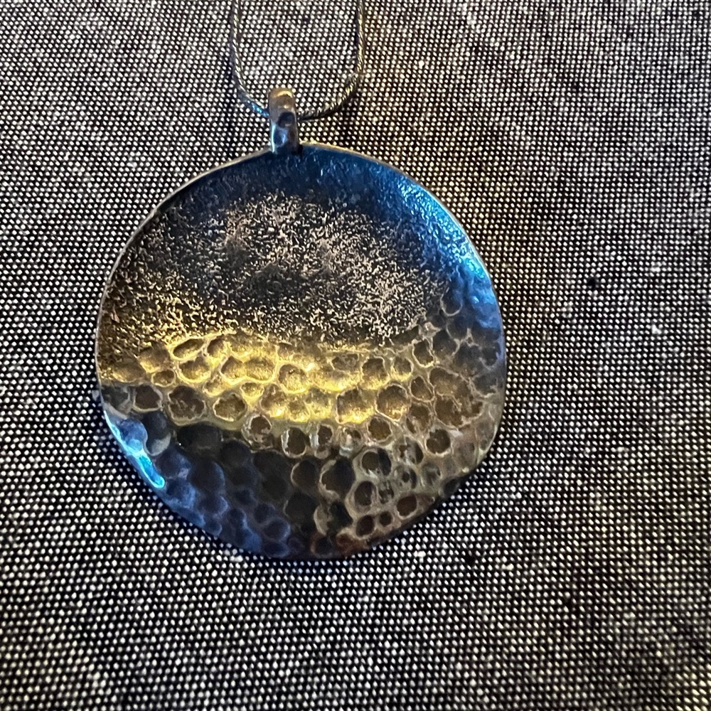 Silpada Large Hammered Textured Silver Pendant Necklace
